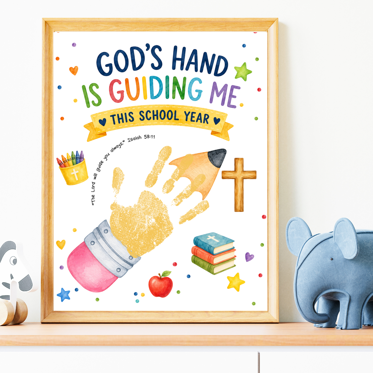 God's Hand Is Guiding Me This School Year Handprint Craft Printable | Christian First Day of School Keepsake