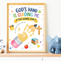 God's Hand Is Guiding Me This School Year Handprint Craft Printable | Christian First Day of School Keepsake