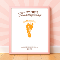 My First Thanksgiving Footprint Craft Printable, Baby's First Thanksgiving Keepsake, Pumpkin Pie Footprint Art, Newborn Thanksgiving Printable PDF