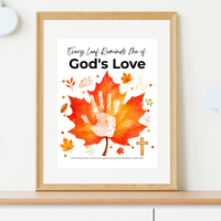 Every Leaf Reminds Me of God's Love Handprint Craft | Christian Fall Handprint Printable | Autumn Bible Keepsake | Preschool Thanksgiving Faith Activity