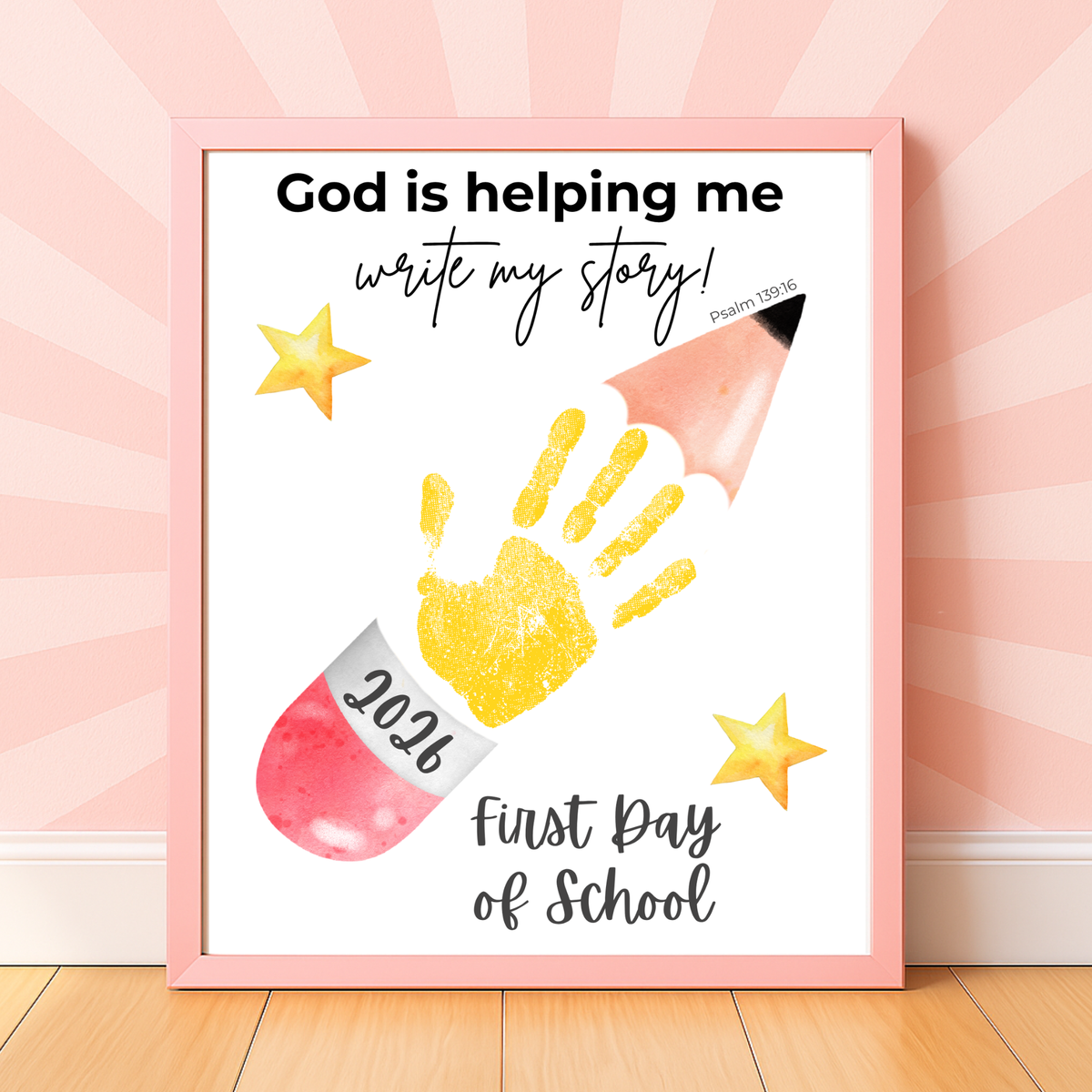 God Is Helping Me Write My Story First Day of School Pencil Handprint Craft | Christian Back to School Printable | Preschool Kindergarten Keepsake PDF
