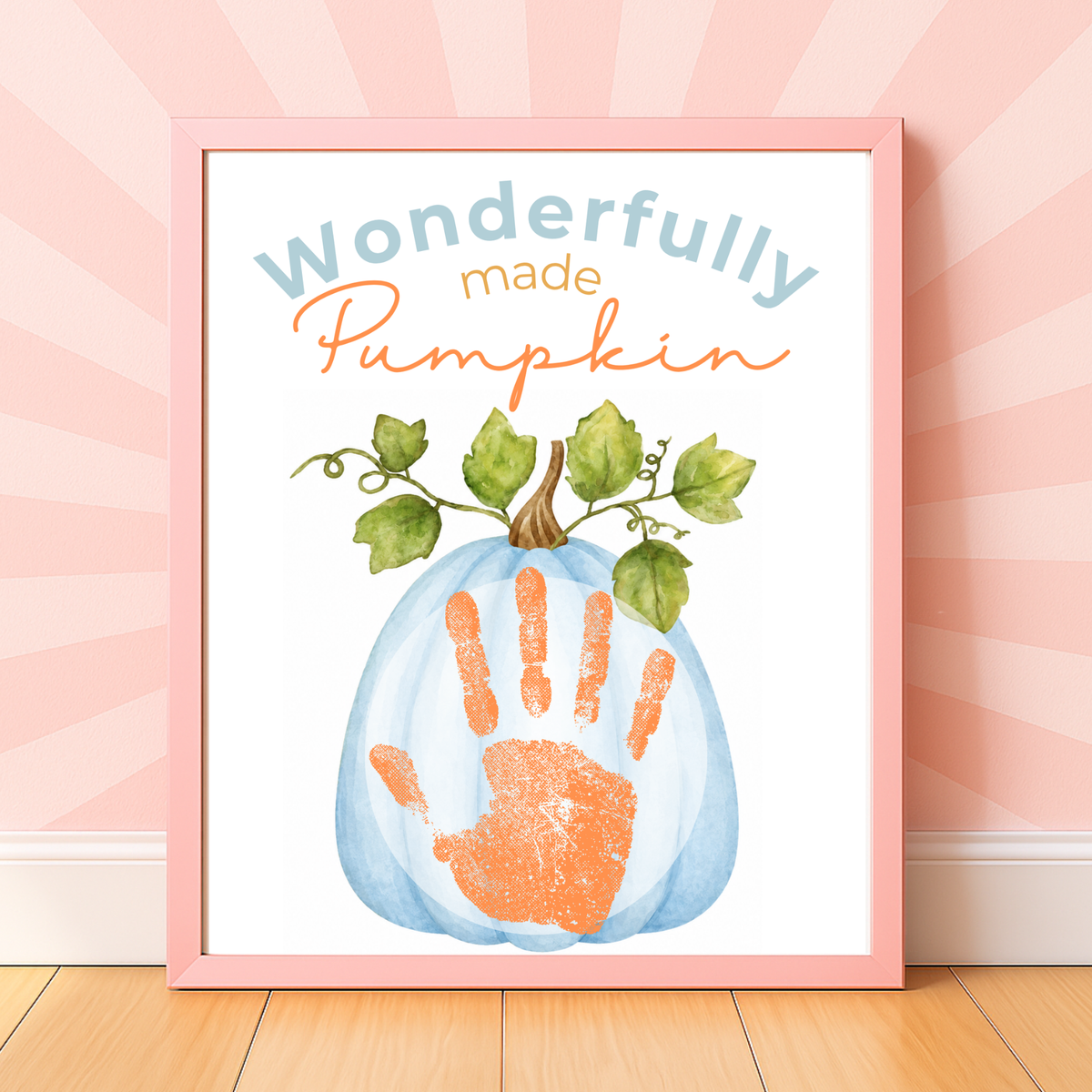 Blue Pumpkin Handprint Craft Printable | Wonderfully Made Pumpkin Keepsake | Fall Handprint Activity for Kids | Preschool Autumn Craft | Digital Download