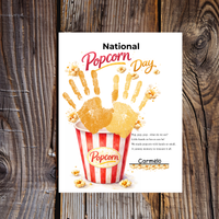 National Popcorn Day Handprint Craft for Kids | Preschool Fine Motor Printable Activity