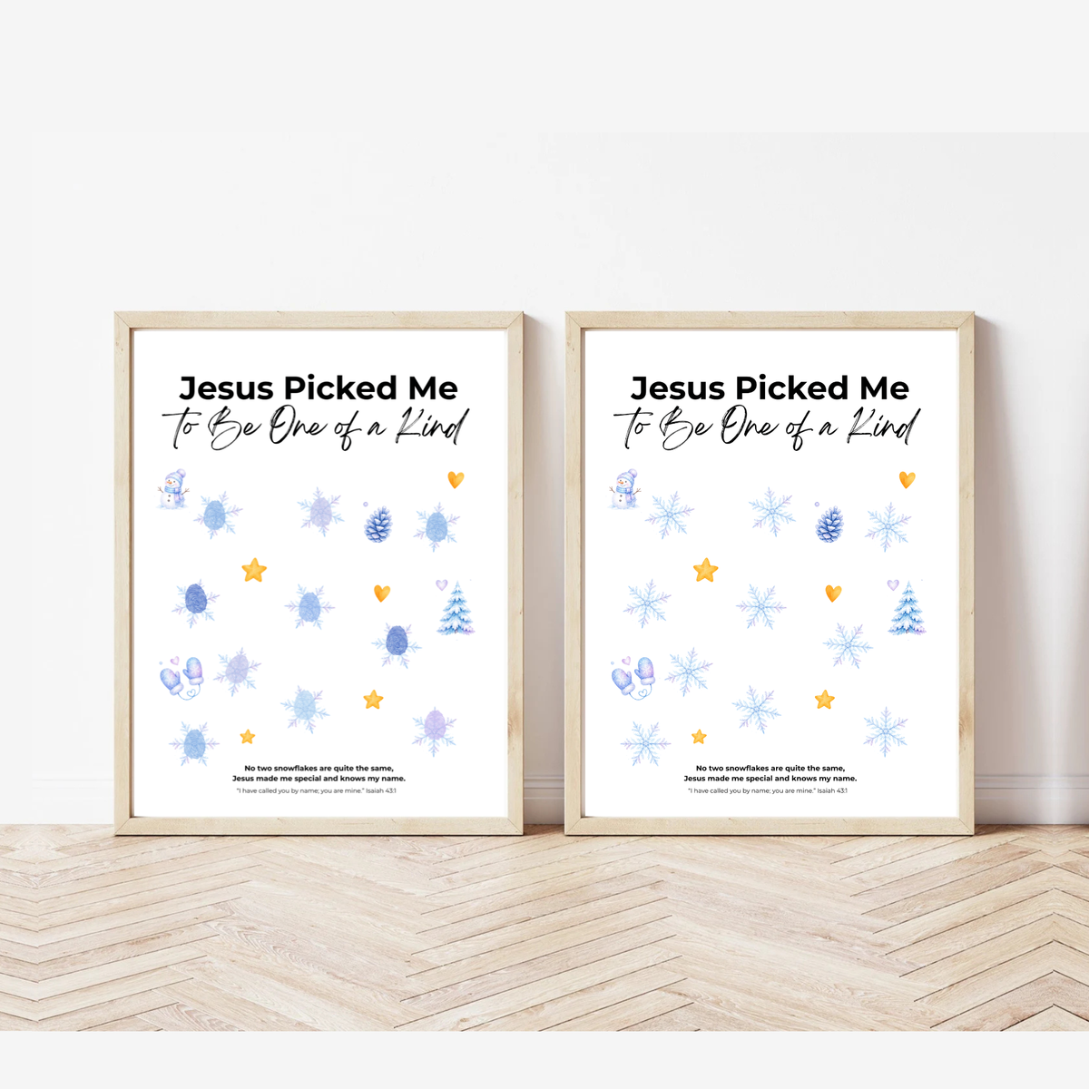 Jesus Picked Me to Be One of a Kind Fingerprint Snowflake Craft | Christian Winter Printable for Kids