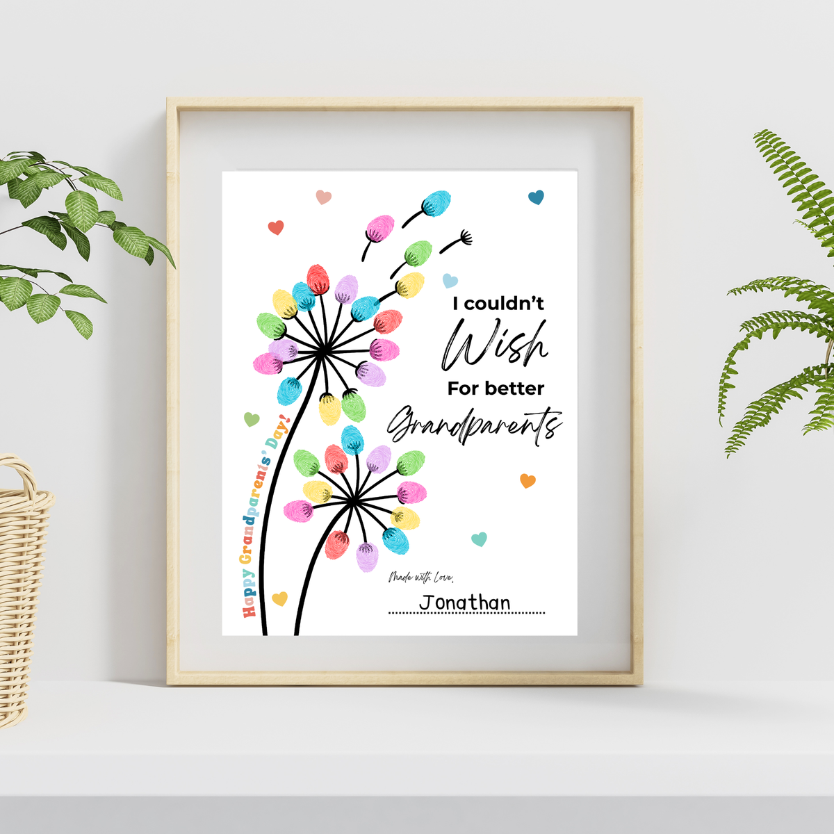 Grandparents Day Fingerprint Craft for Kids | I Couldn’t Wish for Better Grandparents Printable | Dandelion Keepsake