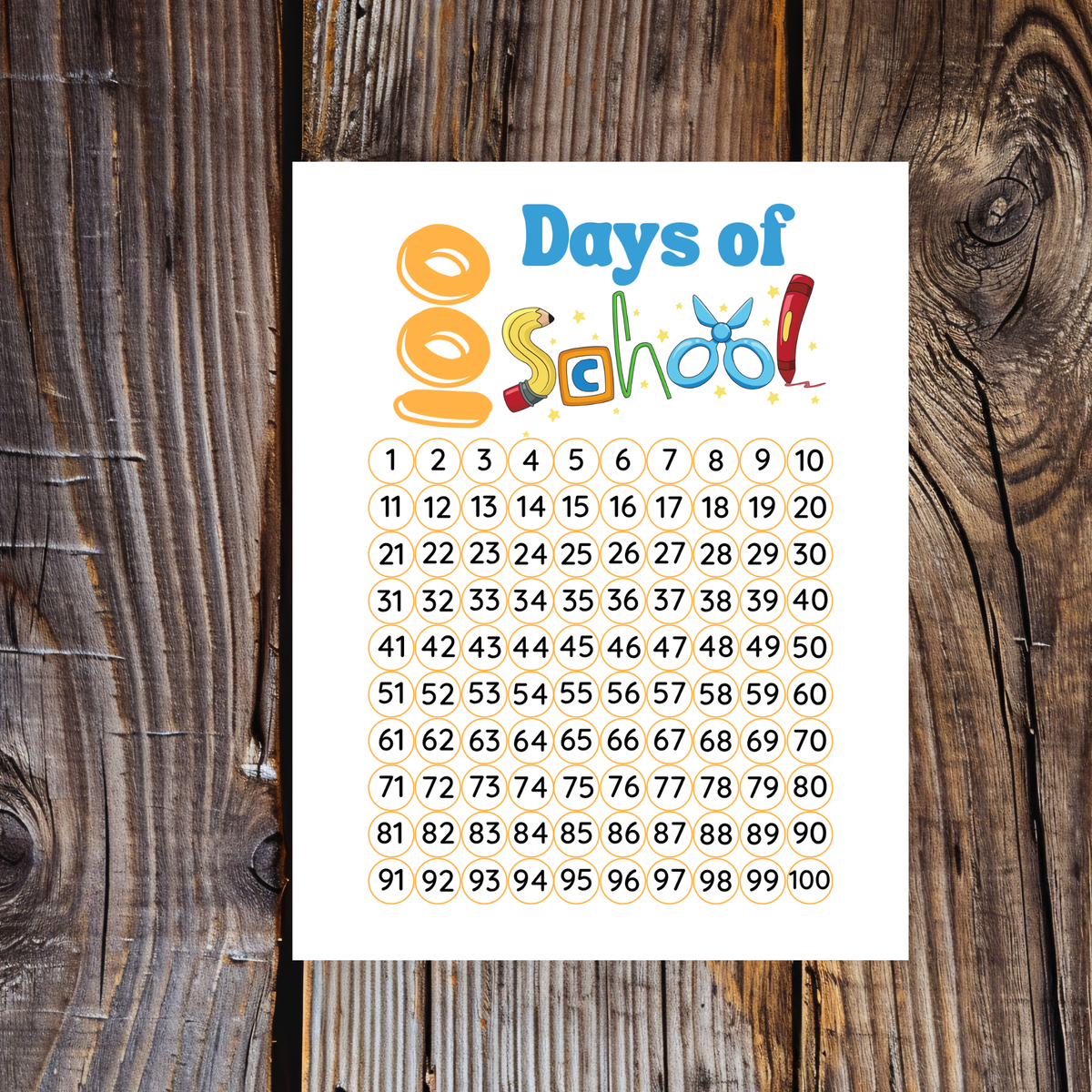 100 Days of School Printable Activities | 100 Chart & Color by Number Classroom Worksheets for Kids
