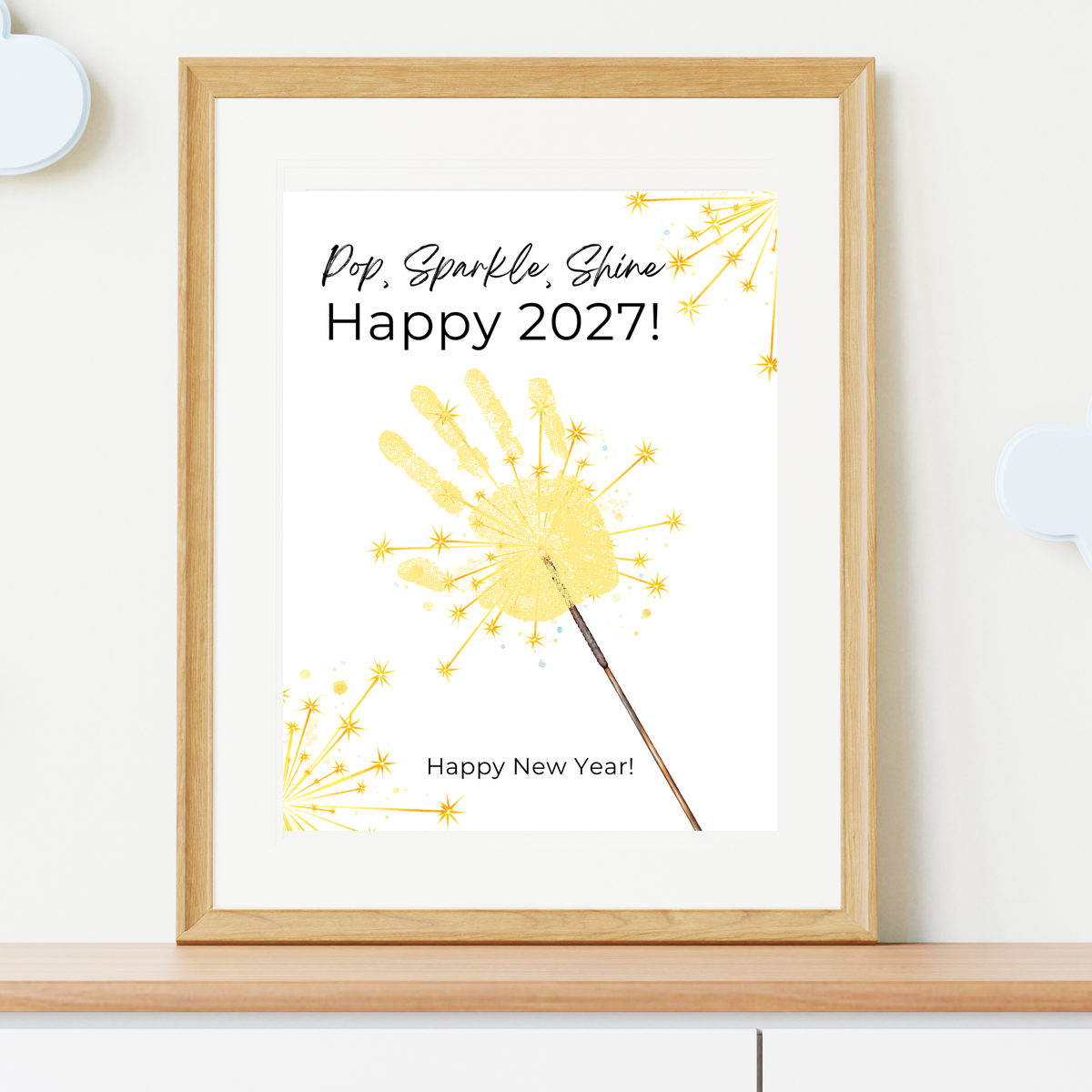 Pop, Sparkle, Shine Handprint & Fingerprint Craft | Happy New Year 2027 Printable | Preschool New Year's Eve Activity | Kids Keepsake Craft