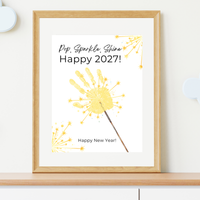 Pop, Sparkle, Shine Handprint & Fingerprint Craft | Happy New Year 2027 Printable | Preschool New Year's Eve Activity | Kids Keepsake Craft