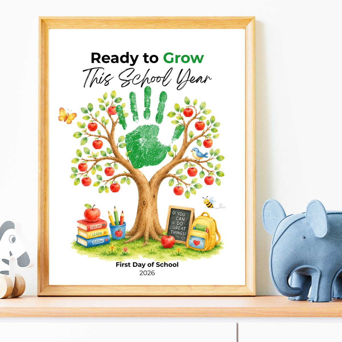 Ready to Grow This School Year Handprint Craft Printable, First Day of School Keepsake, Apple Tree Handprint Activity, Preschool Kindergarten PDF
