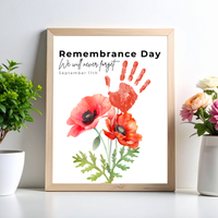 Remembrance Day Handprint Craft for Kids | September 11 Poppy Printable Keepsake | We Will Never Forget