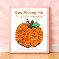 God Picked Me to Bloom and Grow Pumpkin Craft Printable, Christian Pumpkin Coloring Page, Fall Fine Motor Activity, Preschool Harvest Craft