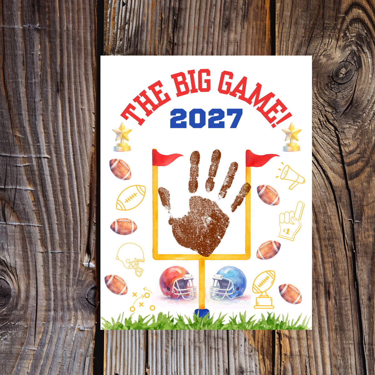 Super Bowl 2027 Handprint Craft for Kids | The Big Game Football Printable | Preschool Sports Keepsake