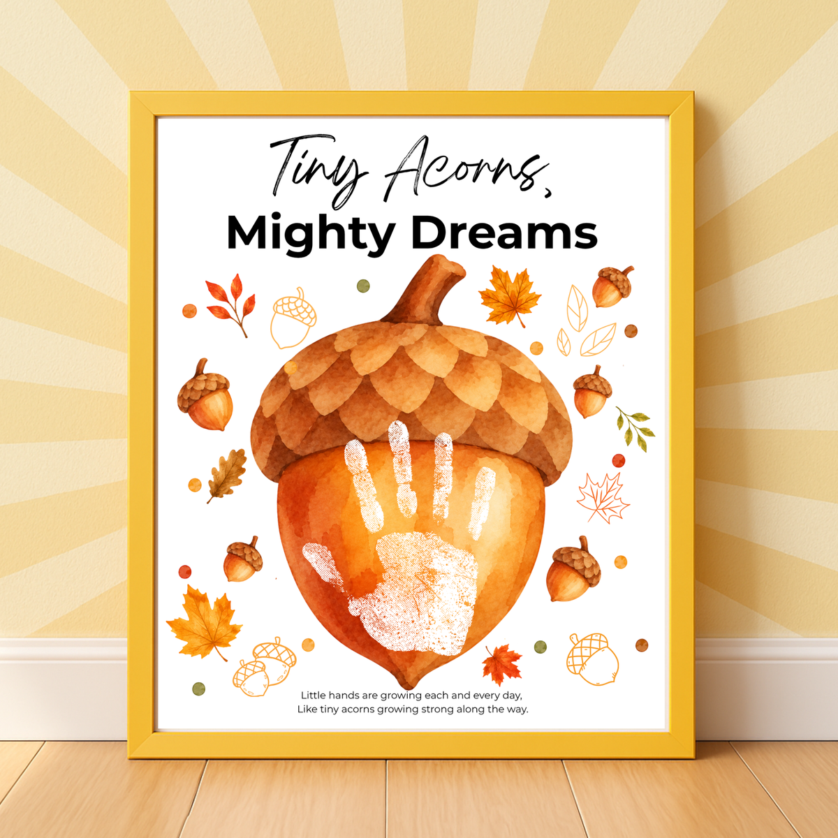 Fall Acorn Handprint Craft for Kids | Tiny Acorns Mighty Dreams Preschool Autumn Activity & Keepsake