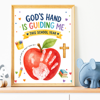 God's Hand Is Guiding Me This School Year Handprint Craft Printable | Christian First Day of School Keepsake