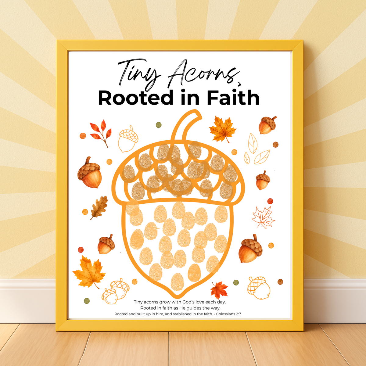 Christian Fall Acorn Fingerprint Craft for Kids | Tiny Acorns Rooted in Faith Bible Fine Motor Activity