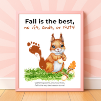 Fall Squirrel Footprint Craft Printable | Fall Is the Best No Ifs Ands or Nuts | Autumn Acorn Keepsake for Kids