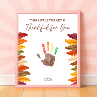 This Little Turkey Is Thankful for You Handprint Craft Printable, Thanksgiving Turkey Keepsake, Fall Handprint Activity for Kids, Preschool Kindergarten PDF