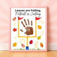 Football Handprint Craft Printable | Leaves Are Falling Football Is Calling | Fall Football Keepsake Activity for Kids | Preschool Printable