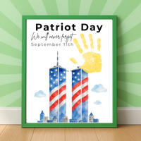 Patriot Day September 11th Handprint Craft Printable | 9/11 Remembrance Keepsake | Twin Towers Handprint Activity | Preschool Patriot Day Craft