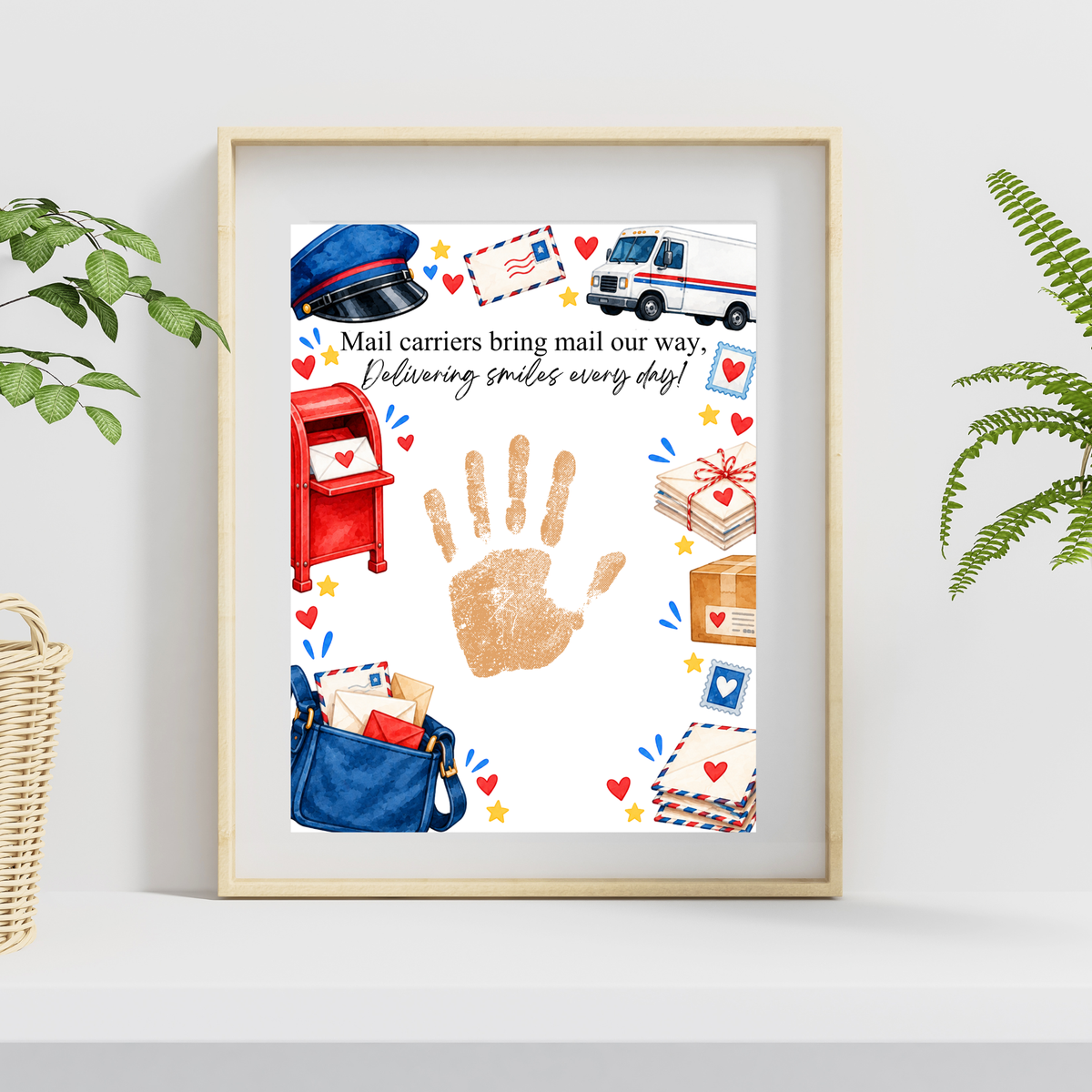 Mail Carrier Handprint Craft for Kids | Community Helpers Printable | Preschool Post Office Activity