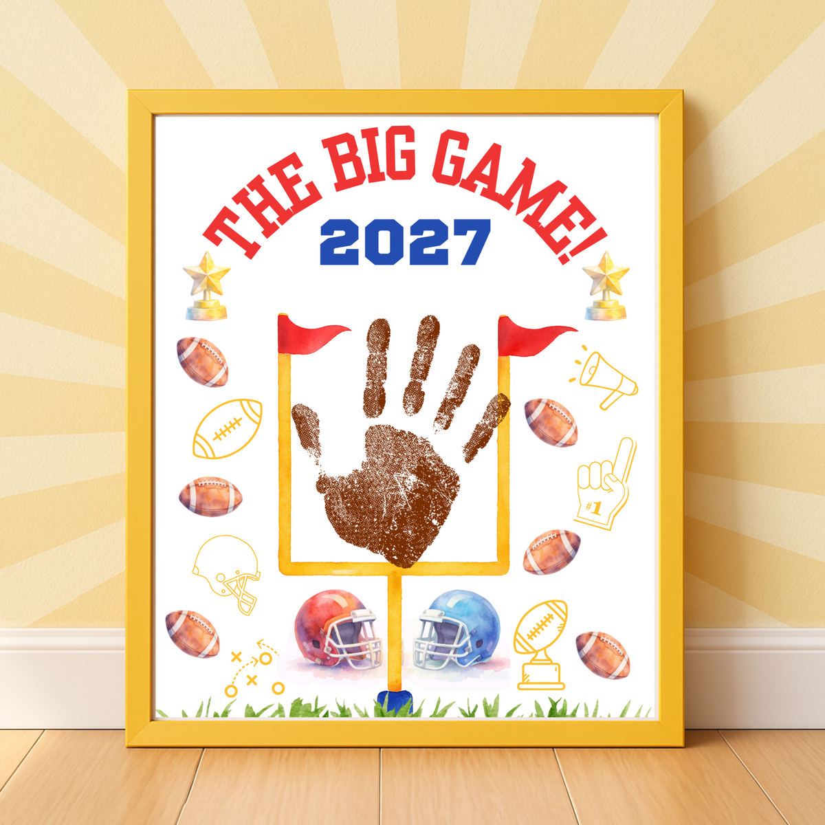 Super Bowl 2027 Handprint Craft for Kids | The Big Game Football Printable | Preschool Sports Keepsake