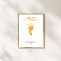My First Thanksgiving Footprint Craft Printable, Baby's First Thanksgiving Keepsake, Pumpkin Pie Footprint Art, Newborn Thanksgiving Printable PDF