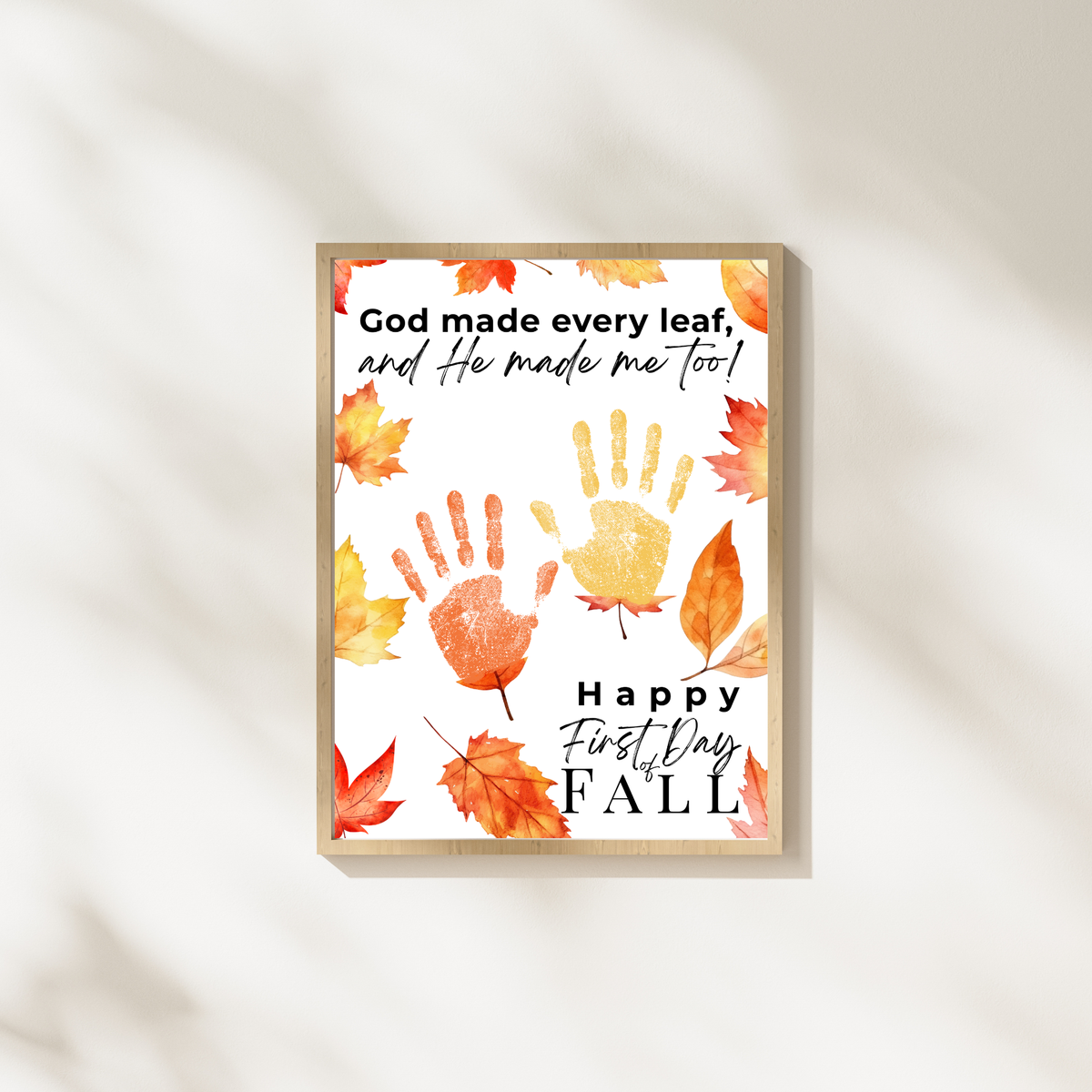 Christian First Day of Fall Handprint Craft Printable, Baby's First Fall Keepsake, God Made Every Leaf, Preschool Autumn Activity, Thanksgiving Craft