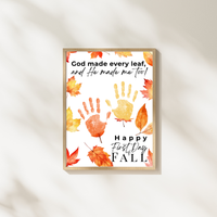 Christian First Day of Fall Handprint Craft Printable, Baby's First Fall Keepsake, God Made Every Leaf, Preschool Autumn Activity, Thanksgiving Craft