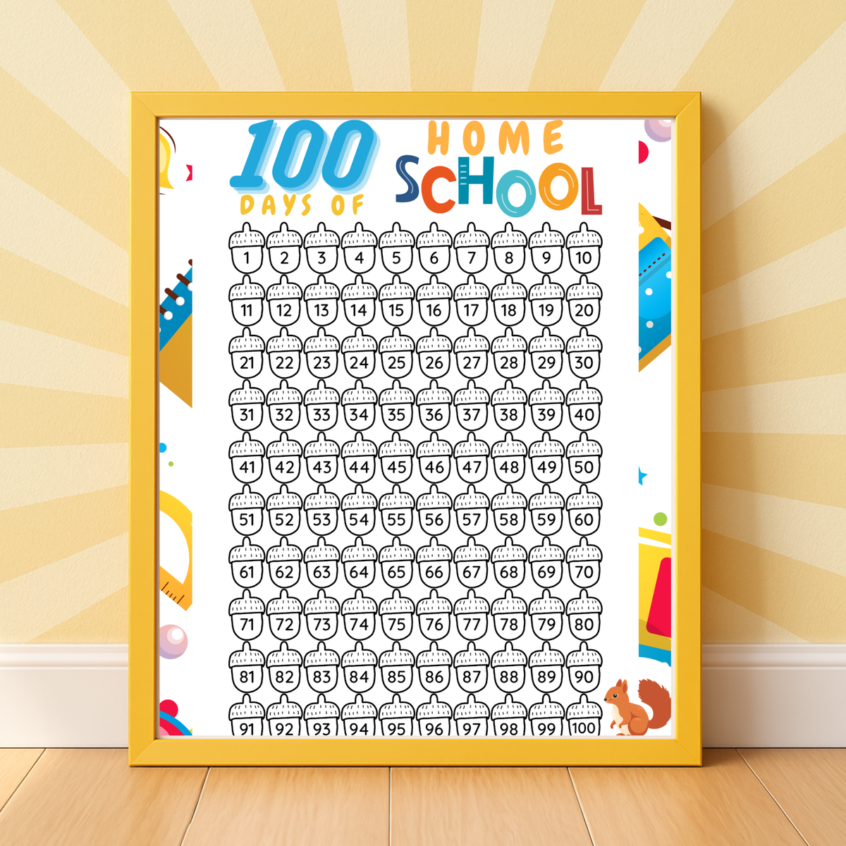 100 Days of School Printable Activities | 100 Chart & Color by Number Classroom Worksheets for Kids