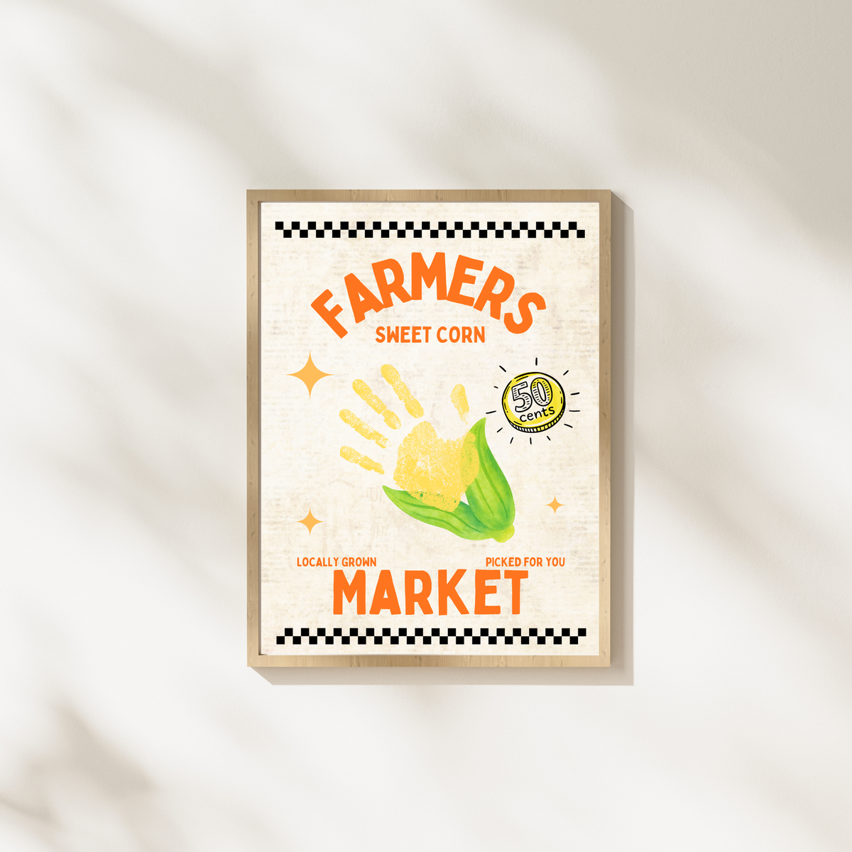 Farmers Market Sweet Corn Handprint Craft Printable, Corn Handprint Keepsake, Fall Harvest Activity, Preschool Kindergarten Thanksgiving PDF