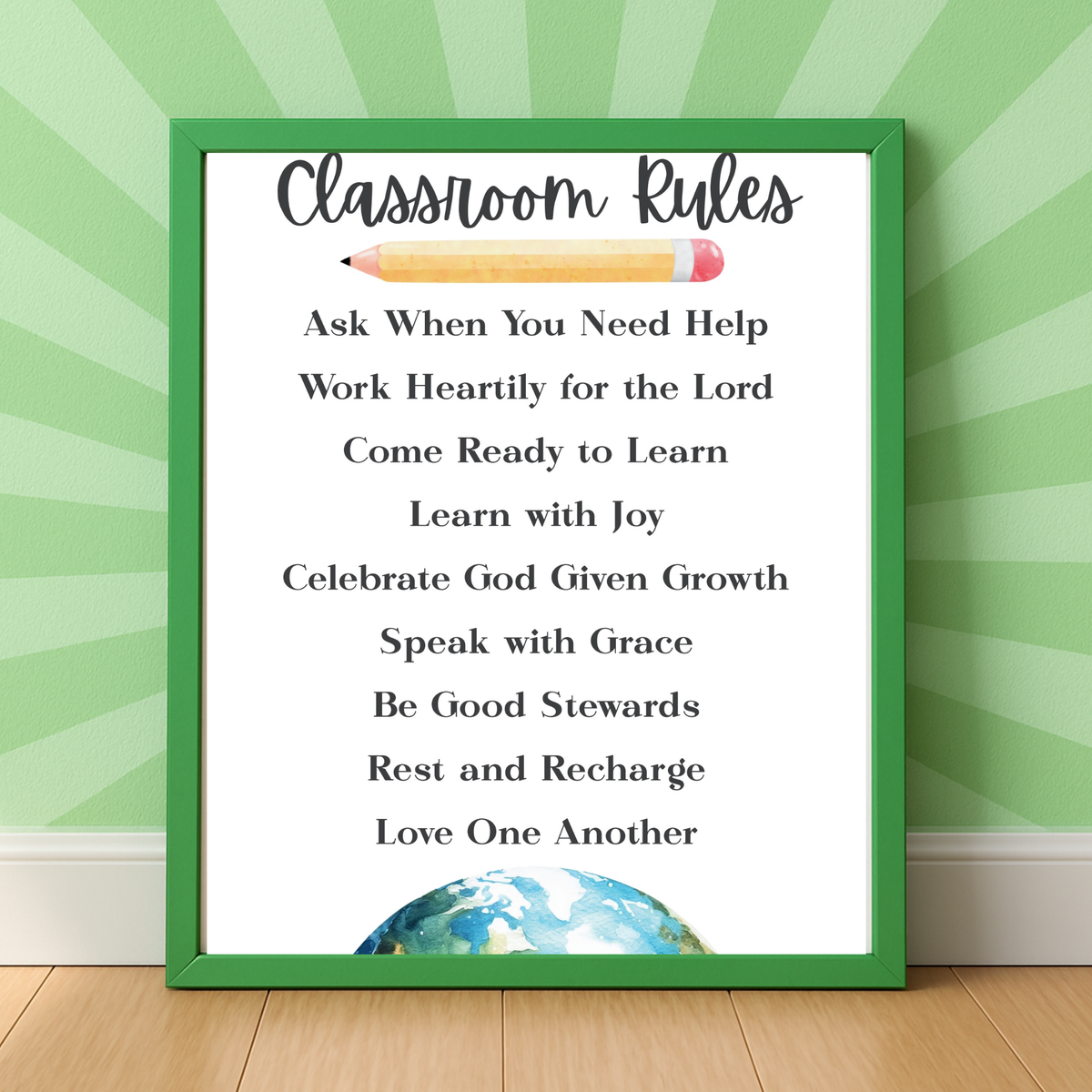 Christian Classroom Rules Printable Poster Set | Bible Classroom Decor | Christian School Rules | Sunday School Wall Art | Homeschool Classroom Poster