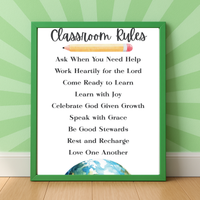 Christian Classroom Rules Printable Poster Set | Bible Classroom Decor | Christian School Rules | Sunday School Wall Art | Homeschool Classroom Poster