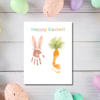 Happy Easter Bunny & Carrot Handprint Keepsake Printable | Easter Memory Art | Spring Kids Activity PDF