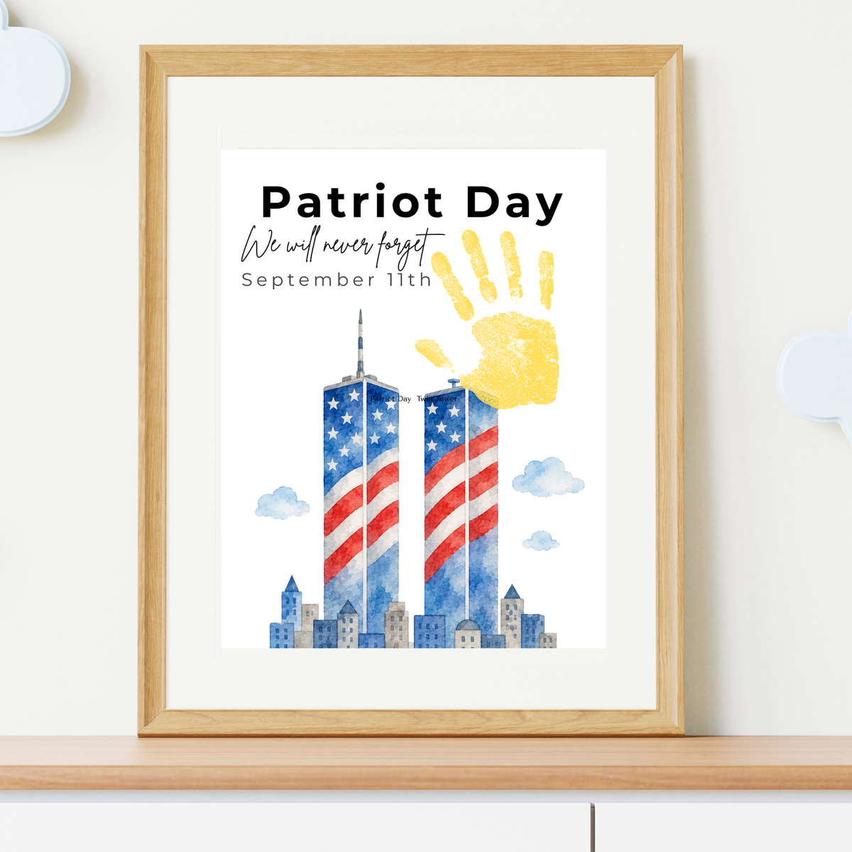 Patriot Day September 11th Handprint Craft Printable | 9/11 Remembrance Keepsake | Twin Towers Handprint Activity | Preschool Patriot Day Craft