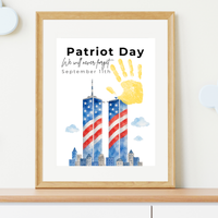 Patriot Day September 11th Handprint Craft Printable | 9/11 Remembrance Keepsake | Twin Towers Handprint Activity | Preschool Patriot Day Craft