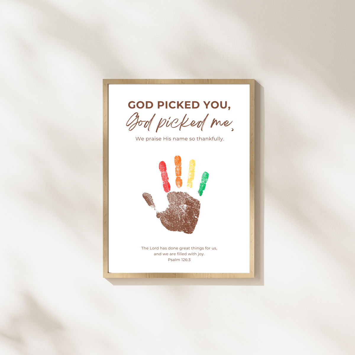 Christian Thanksgiving Turkey Handprint Craft Printable | God Picked You God Picked Me | Thanksgiving Bible Craft for Kids | Sunday School Activity