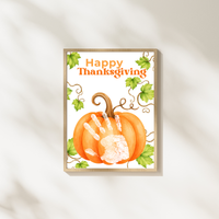 Happy Thanksgiving Pumpkin Handprint Craft Printable, Baby's First Thanksgiving Keepsake, Thanksgiving Handprint Activity, Preschool Fall Craft, Pumpkin Printable
