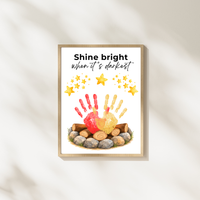 Campfire Handprint Craft Printable | Shine Bright When It's Darkest | Fall Campfire Keepsake | Halloween Thanksgiving Preschool Activity