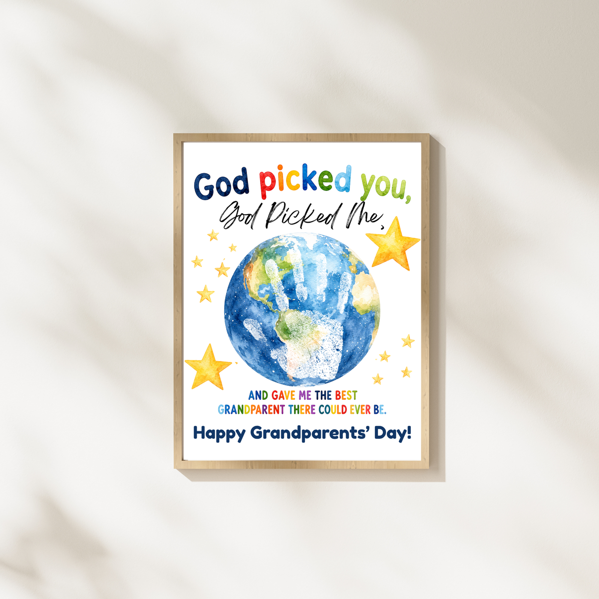God Picked You, God Picked Me Grandparents Day Handprint Craft Printable | Christian Grandparent Gift | Faith-Based Keepsake PDF
