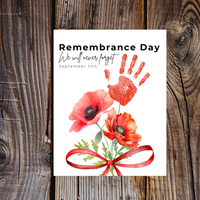 Remembrance Day Handprint Craft for Kids | September 11 Poppy Printable Keepsake | We Will Never Forget