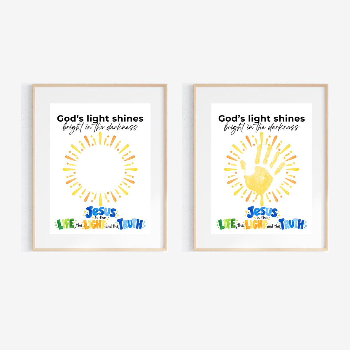God’s Light Shines Handprint Craft for Kids | Jesus Life Light Truth Christian Printable | Bible Sunday School Activity
