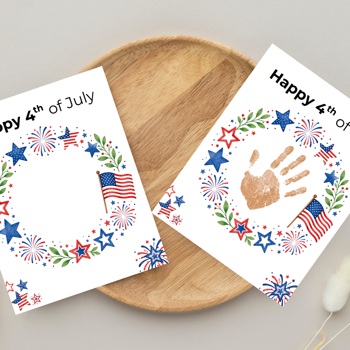 4th of July Handprint Wreath Craft for Kids | Patriotic Preschool & Kindergarten Activity | Independence Day Printable