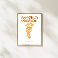 Christian Pie Footprint Craft Printable, Wonderfully Made by God Keepsake, Baby Footprint Art, Fall Thanksgiving Activity, Psalm 139:14 PDF
