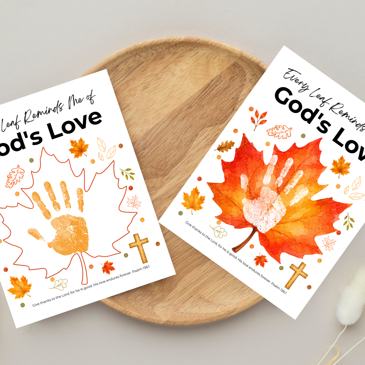 Every Leaf Reminds Me of God's Love Handprint Craft | Christian Fall Handprint Printable | Autumn Bible Keepsake | Preschool Thanksgiving Faith Activity
