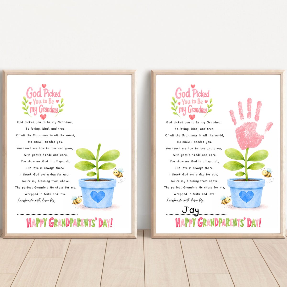 Grandma Grandparents Day Handprint Craft for Kids | God Picked You to Be My Grandma Christian Keepsake