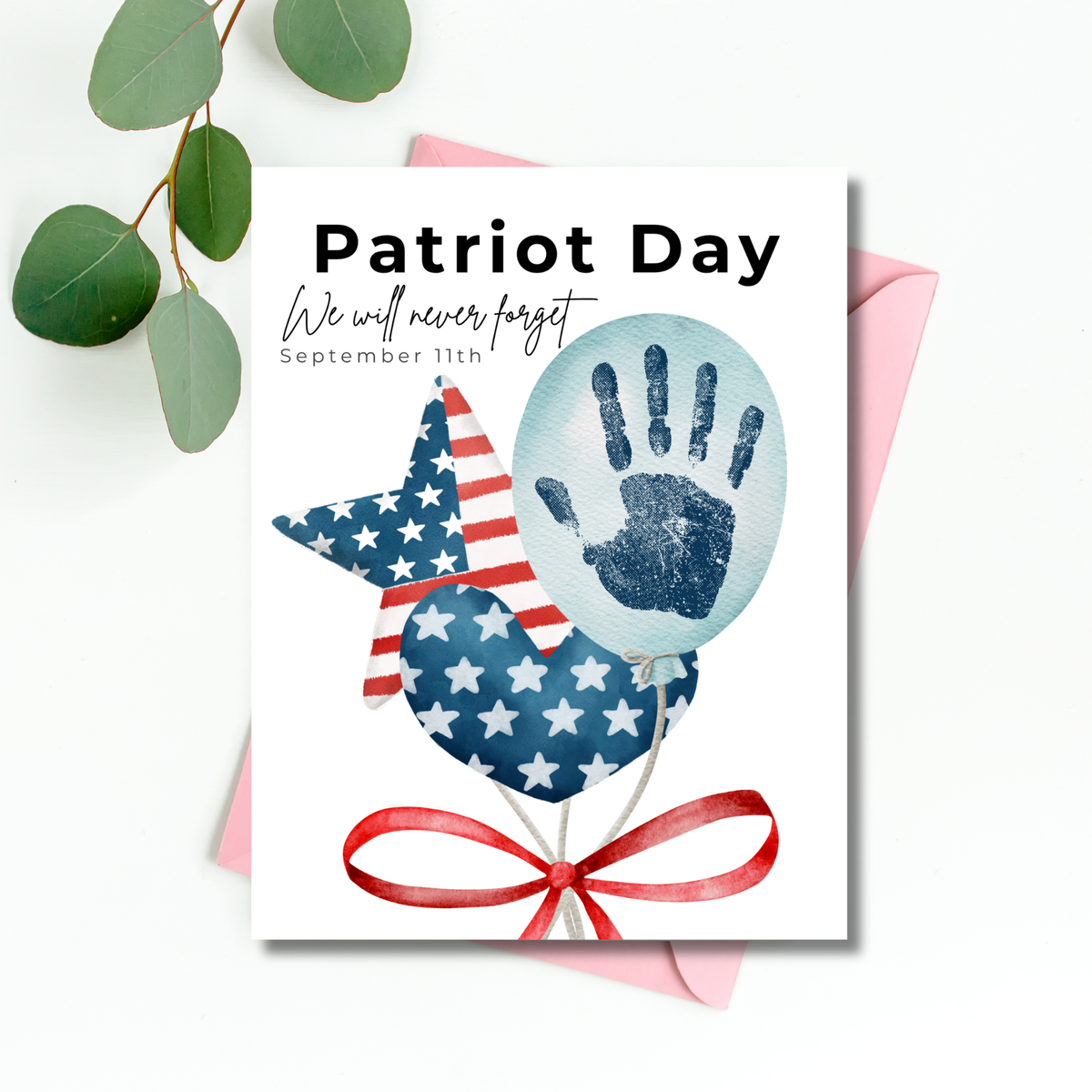 Patriot Day Balloons Handprint Craft for Kids | September 11th Preschool 9/11 Remembrance Activity & Keepsake
