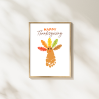 Happy Thanksgiving Footprint Craft Printable, Turkey Footprint Keepsake, Fall Thanksgiving Activity for Kids, Preschool Classroom Craft PDF