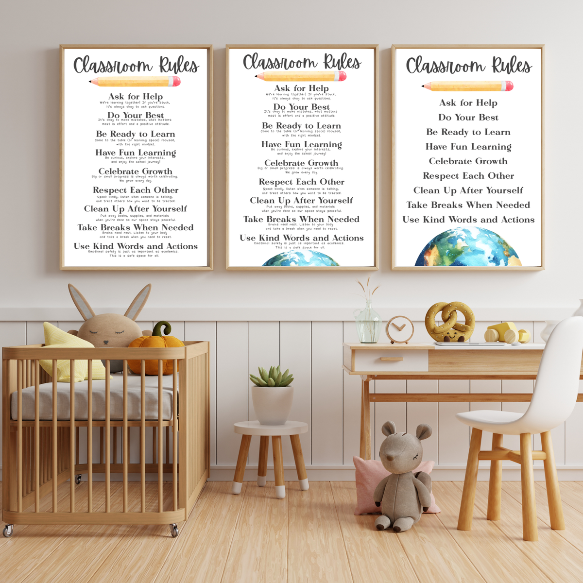 Classroom Rules Printable Poster Set | Preschool Classroom Decor | Classroom Rules Wall Art | Teacher Classroom Poster | Homeschool Classroom Decor
