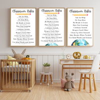 Classroom Rules Printable Poster Set | Preschool Classroom Decor | Classroom Rules Wall Art | Teacher Classroom Poster | Homeschool Classroom Decor