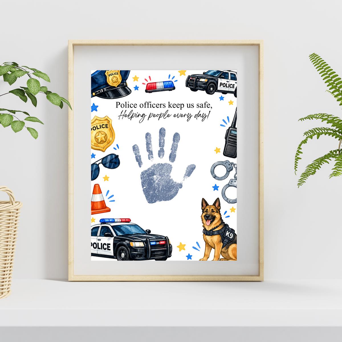 Police Officer Handprint Craft for Kids | Community Helpers Printable | Preschool Police Activity